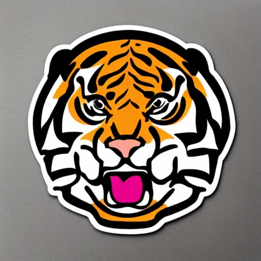 Prompt: sticker angry tiger in cartoon style