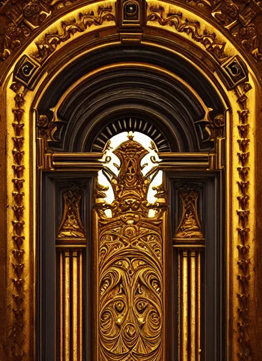 Image similar to symmetry!! the ornate door to the purgatory, very detailed, intricate details, complimentary colors, perfect lighting, perfect composition, aesthetic, masterpiece, award winning, artstation, darek zabrocki, greg rutkowski, artgerm, 4 k