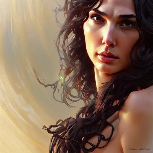 Prompt: beautiful natural Gal Gadot, intricate, elegant, highly detailed, digital painting, artstation, concept art, smooth, sharp focus, illustration, art by artgerm and greg rutkowski and alphonse mucha and loish and WLOP