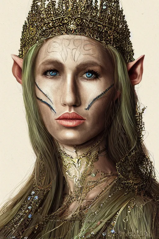 Prompt: detailed portrait of an elven queen | Steven Belledin |