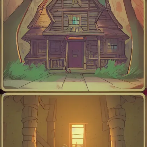 Image similar to the mystery shack in gravity falls by studio ghibli, trending on artstation,