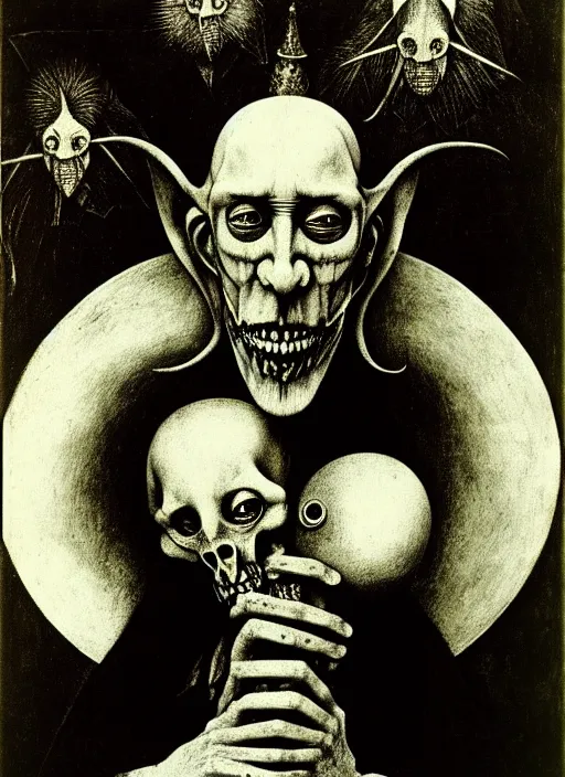 Image similar to photograph of mephistopheles by hieronymus bosch, joel peter witkin, misha gordin, gustave dore