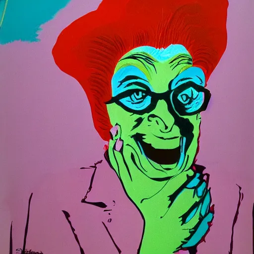 Image similar to individual screaming dame edna everage silk screen francis bacon