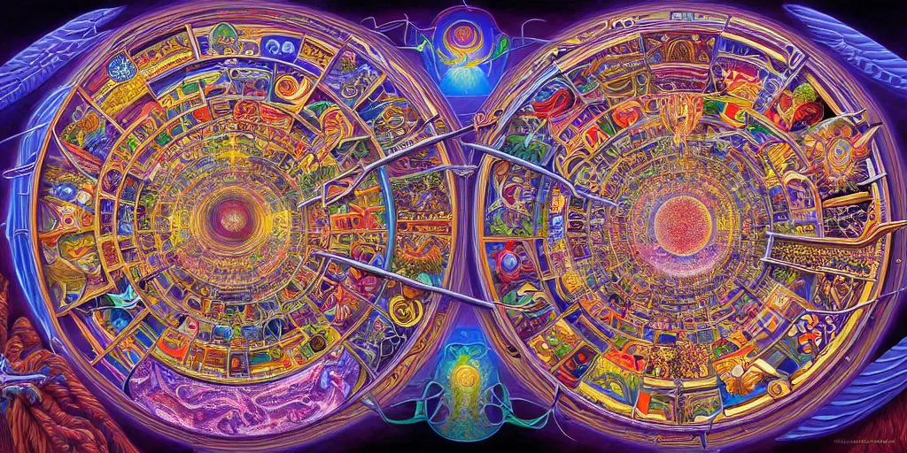 Image similar to memory palace, masterpiece composition, 8 k resolution, ultra fine illustration, art by alex grey and tokio aoyama, highly detailed,