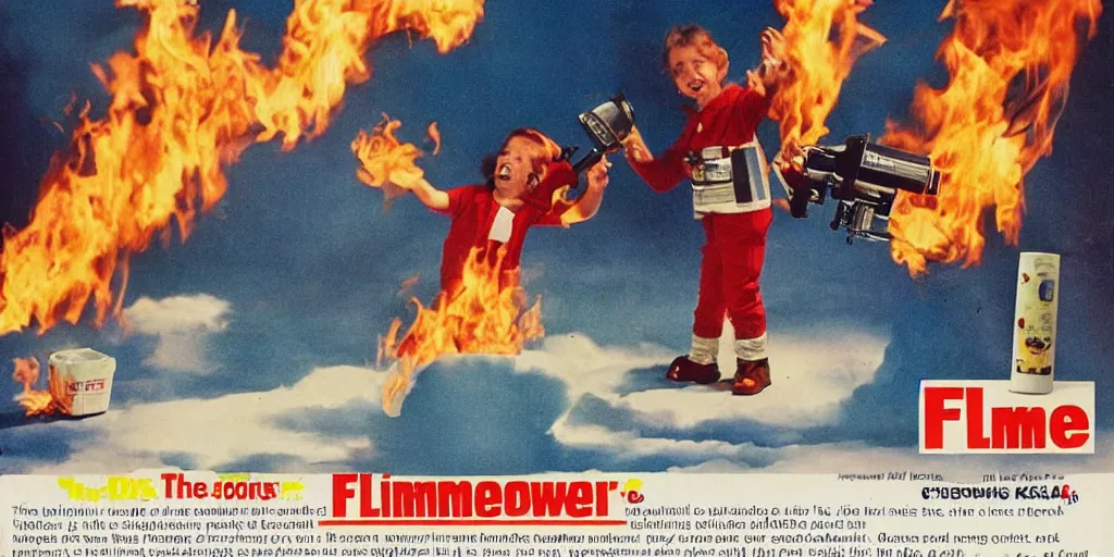 Image similar to A flamethrower for kids, tv ad 1990