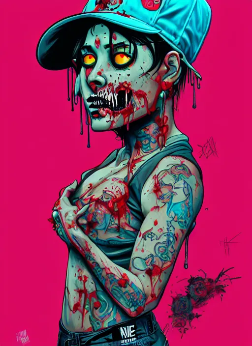 Image similar to zombie full body latina hiphop streetwear drip, tristan eaton, victo ngai, artgerm, rhads, ross draws