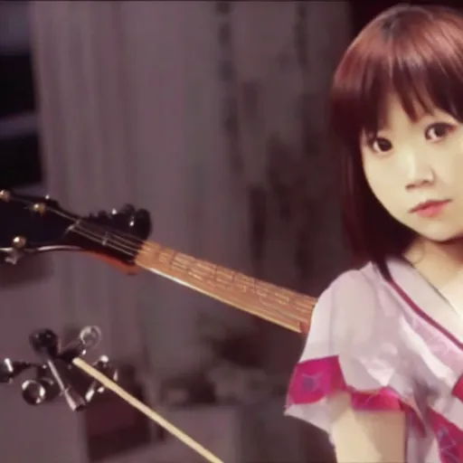 Image similar to real-life Yui Hirasawa with the guitar, a still of a Japanese movie