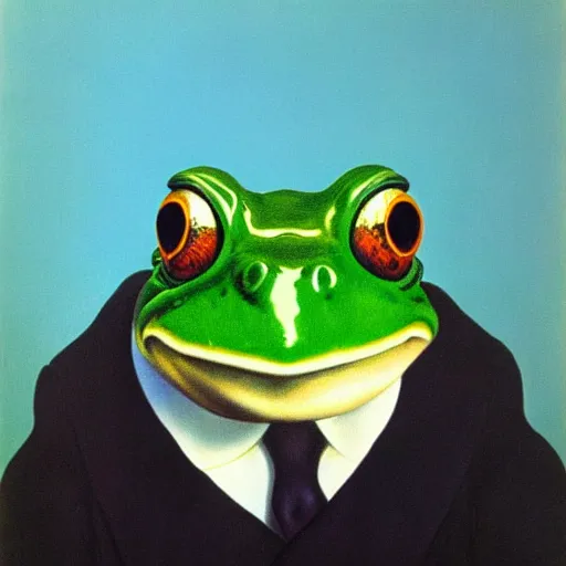 Image similar to frog by René Magritte, detailed, 4k