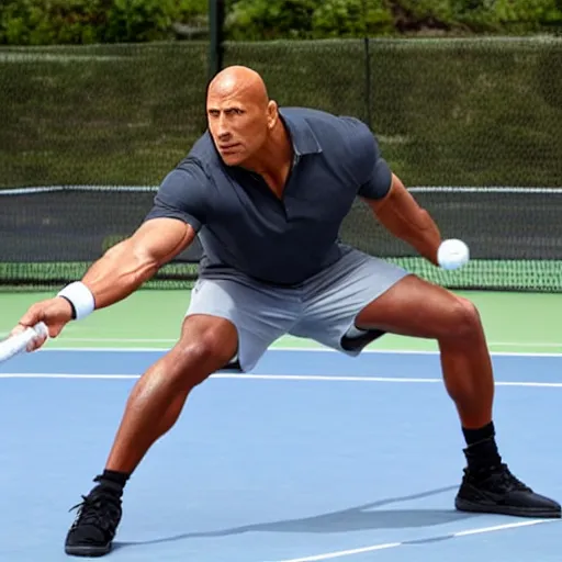 Image similar to Dwayne Johnson as tennis player