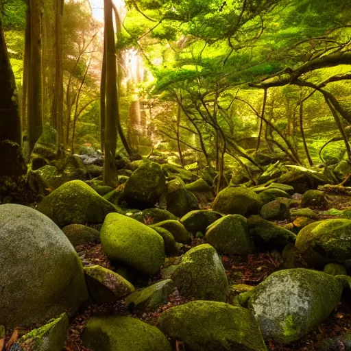 Image similar to photo of Yakushima Forest Eerie Japan golden hour