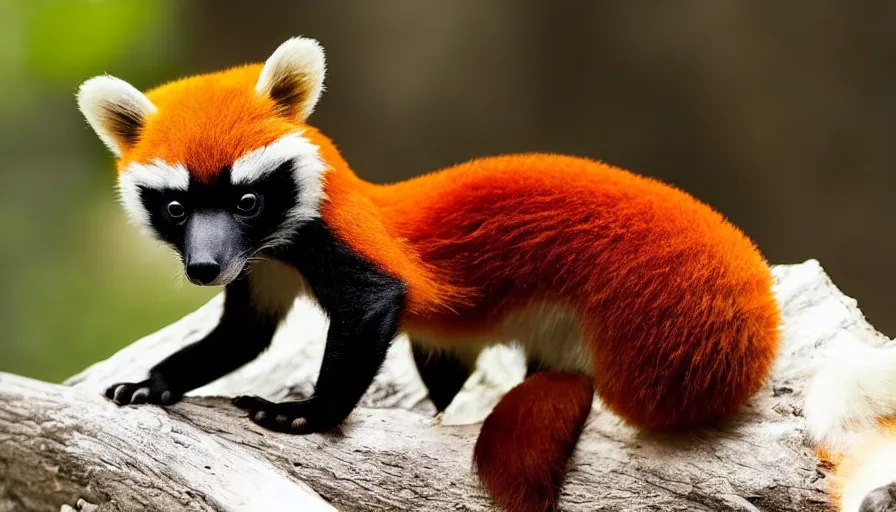 Prompt: very cool looking ailurus fulgens wearing a white shirt and sunglasses, national geographic, our planet, photography