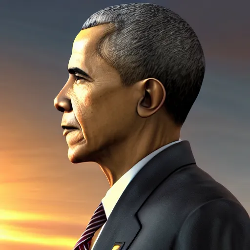 Prompt: Barack Obama JRPG FFX cinema 4d render, Ray tracing reflection, natural lighting, award winning photography