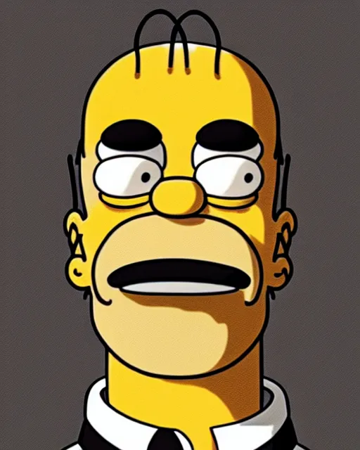 Prompt: portrait of homer simpson, artstation, trending, smooth, focus, art by matt greoning, wes archer