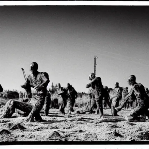 Image similar to real life irradiated undead 1950s nuclear wasteland black and white award winning photo highly detailed, highly in focus, highly life-like Arriflex 35 II, by stanley kubrick