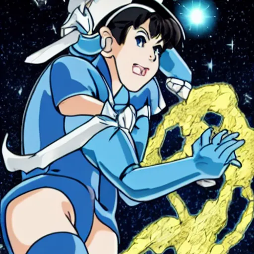 Image similar to Sailor Mercury fighting an earth golem