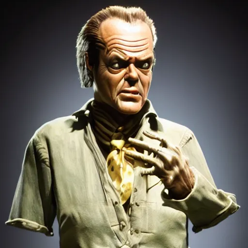 Image similar to animatronic Jack Nicholson, exposed mechanics, photo, Stan Winston studios, detailed, 4k