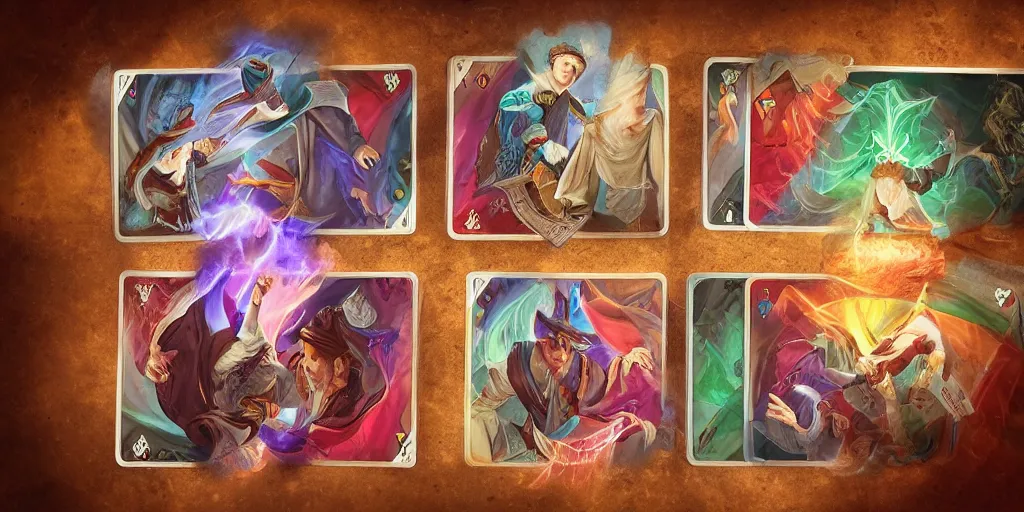 Image similar to wizard shuffling cards, cardistry, fantasy, digital art, soft lighting, concept art, 8 k