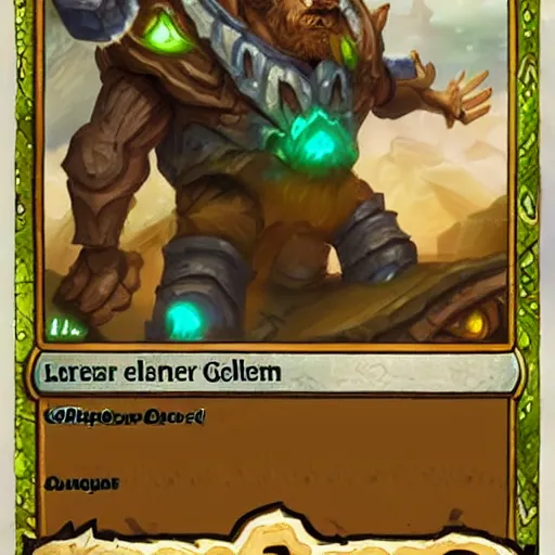 Prompt: terra elemental giant golem, dust and rock theme, hearthstone art style, epic fantasy card game art