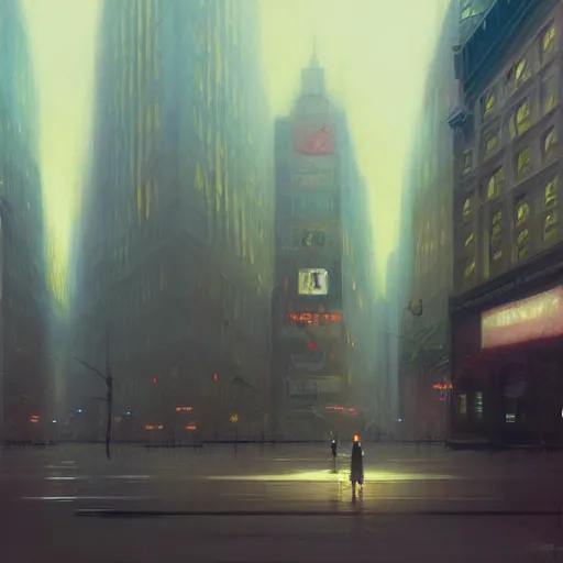 Prompt: the new york underground, fantasy, intricate, elegant, digital painting, trending on artstation, concept art, soft focus, illustration by greg rutkowski, edward hopper, 4 k.