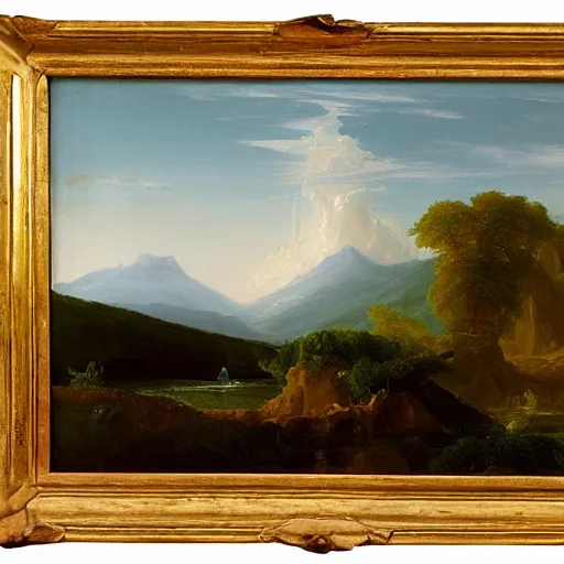 Prompt: landscape painting by Thomas Cole and John Martin