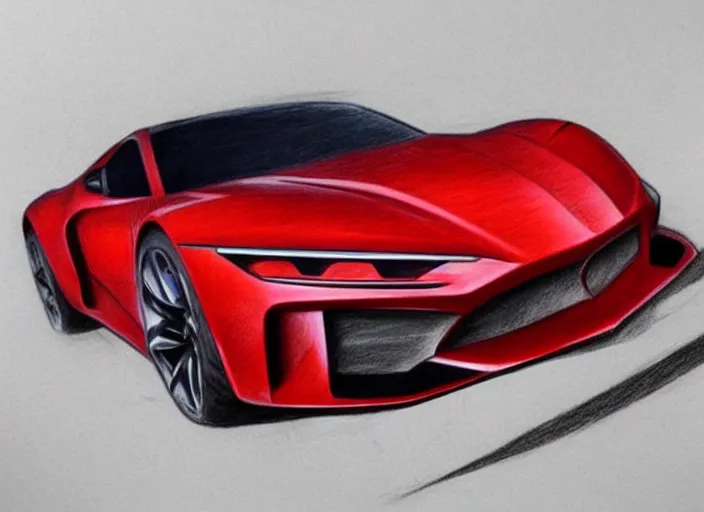 Image similar to concept non - coloring pencil drawing of a new sport car.