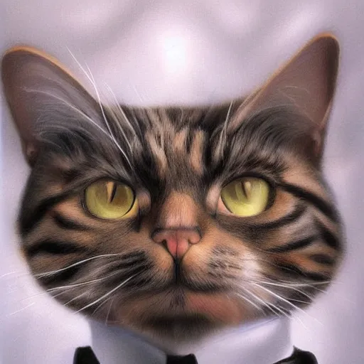 Prompt: hyperrealistic portrait photograph of a cat wearing a suit