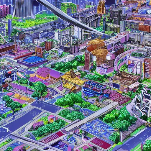 Prompt: highly detailed anime city