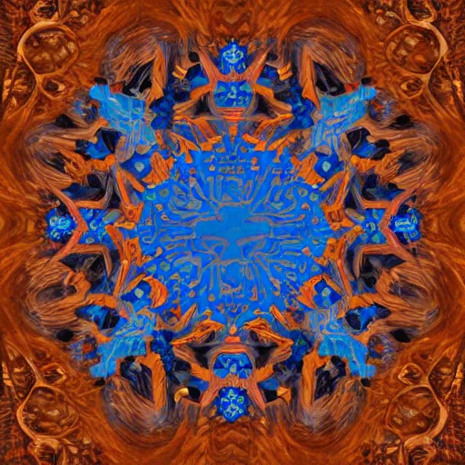 Prompt: a blue cystal in the wood table in digital in art intricate, fantasy