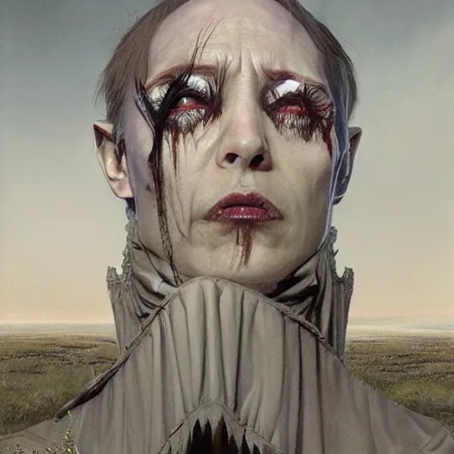 Prompt: vladimir putin maid dress, horror, macabre art mausoleum, stuning 3 d render, masterpiece, dark, by donato giancola and greg rutkowski and wayne barlow and zdzisław beksinski, realistic face