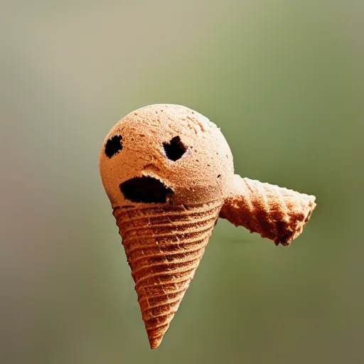 Prompt: ice cream cone made of ants