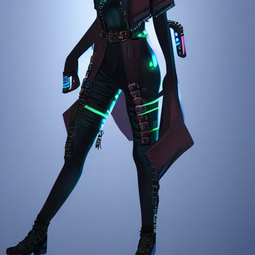 Prompt: detailed render of a cyberpunk female character in the style of arcane, concept art