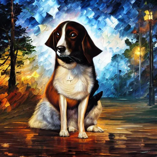 Prompt: very guilty dog by arthur adams, charlie bowater, leonid afremov, chiho ashima, karol bak, david bates, tom chambers