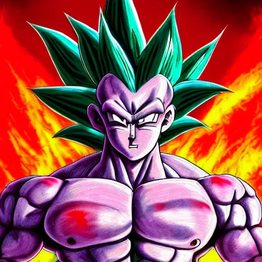 Prompt: 4K headshot of godlike Saiyan with defined arms, monkey tail and open hands and bloody clothes with vibrantly colored giant mandala wings , intricate and symmetrical defined face , flawless anime cel animation by Kentaro Miura and Akira Toriyama , psychedelic , highly detailed upper body , professionally post-processed , beautiful, scary, symmetry accurate features, epic, octane rendered, anime masterpiece, accurate