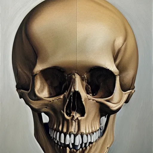 Image similar to high quality high detail painting by lucian freud, hd, portrait of a skull, photorealistic lighting