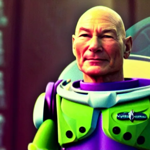 Image similar to patrick stewart as the real buzz lightyear