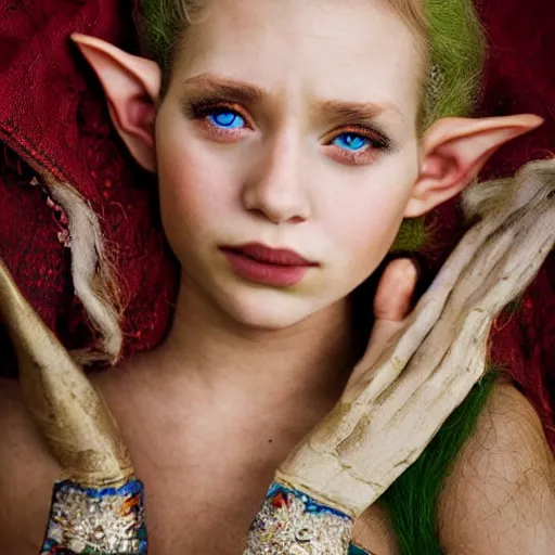 Prompt: stunning portrait photography of young beautiful elf queen from national geographic award winning
