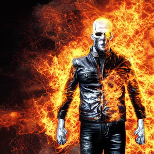Image similar to Jason Statham as ghost rider 4K detail Digital art