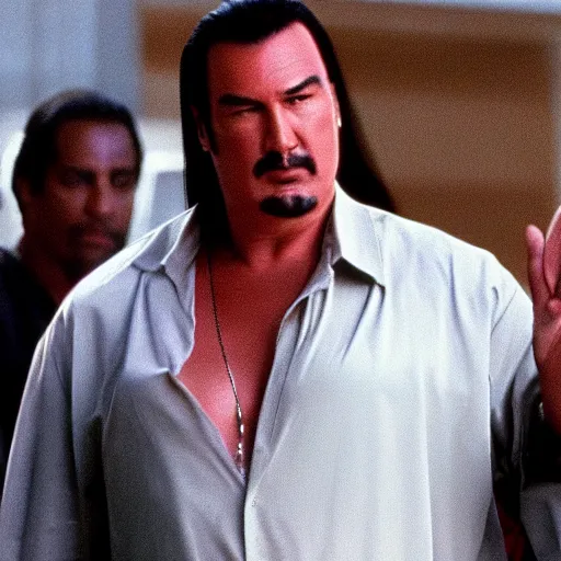 Prompt: steven seagal starring in miami vice, realistic stills from the tv series