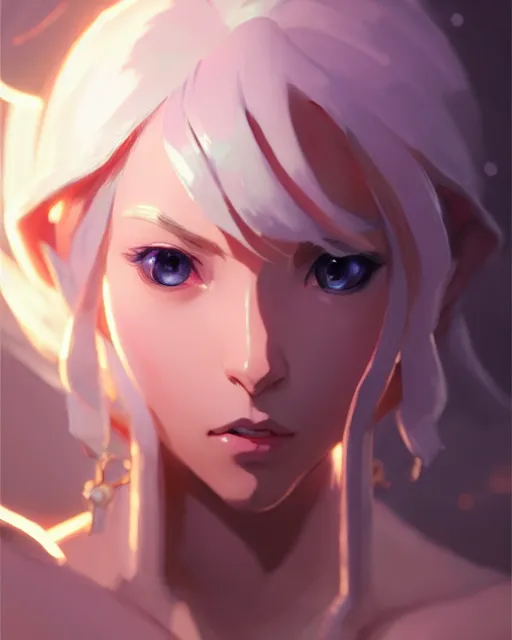 Image similar to lux from league of legends, detailed perfect face, exquisite details, fire magic, mid view, design on a white background, by studio muti, greg rutkowski makoto shinkai takashi takeuch studio ghibli