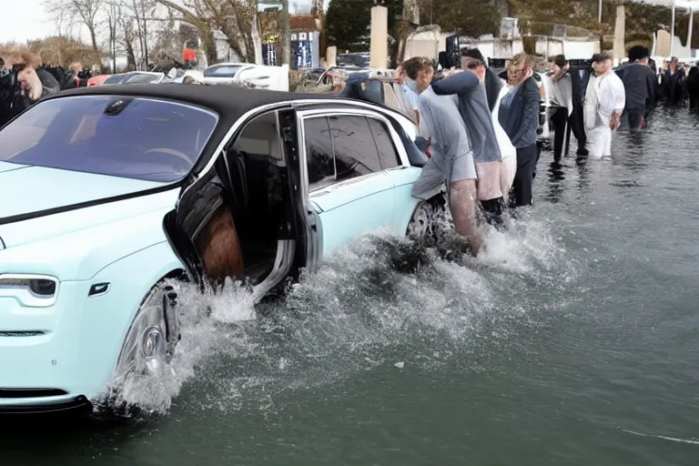 Image similar to stoned teenagers decided to drown Rolls-Royce