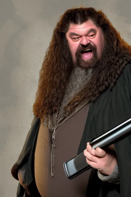 Image similar to hagrid with a shotgun