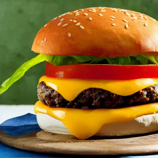 Prompt: cheeseburger overflowing with cheese