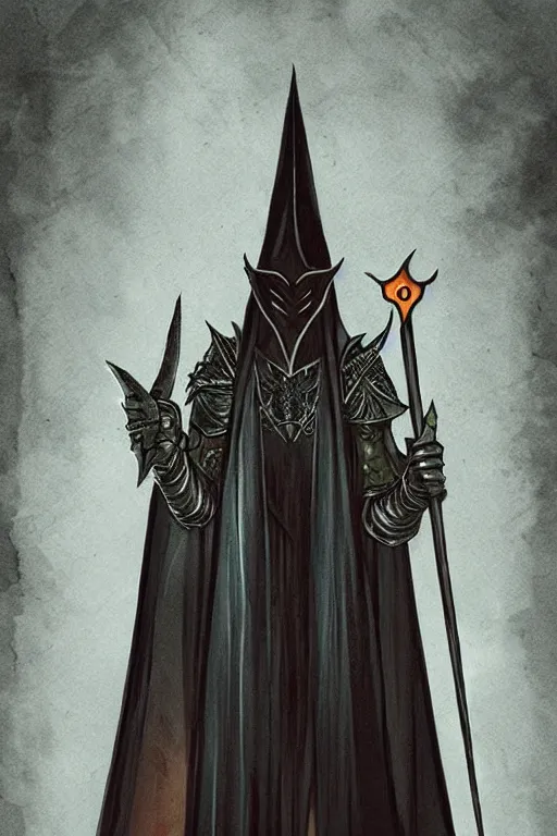 Image similar to tarot illustration of sauron as the tower by artstation