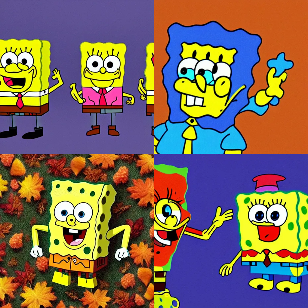Prompt: Spongebob in the style of Fall Guys