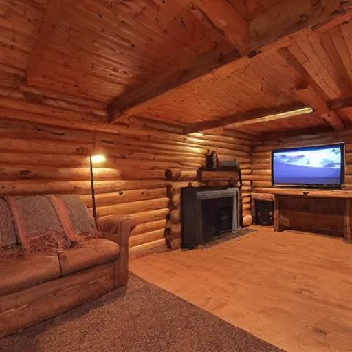 Prompt: the basement of a cabin, craigslist photo