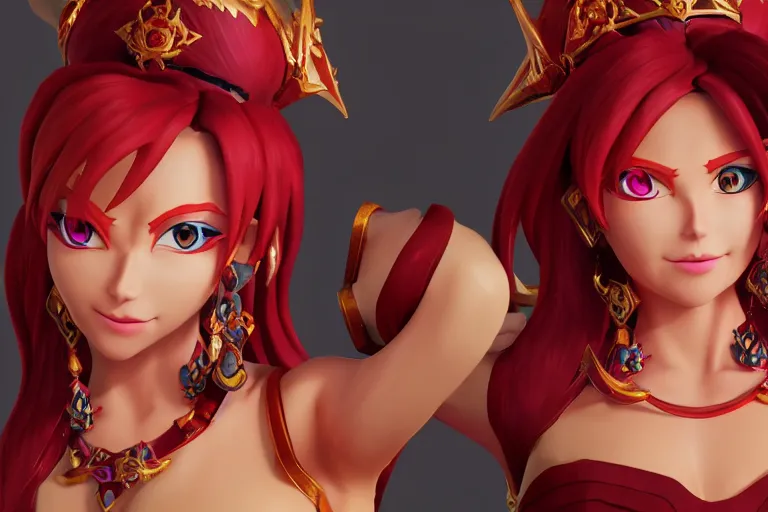 Prompt: character Lina Inverse from anime Slayers (1995 – 2009), Lina from game Dota 2, rendered in Cinema 4D and Octane and Unreal Engine 5, hyperrealism, full body photogenic shot, digital render, cinematic lighting ornate earrings, 8k resolution, masterpiece work