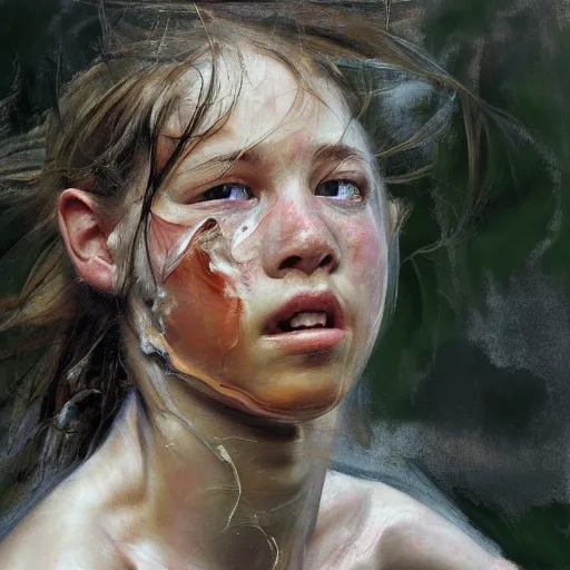 Prompt: high quality high detail painting by jenny saville, hd, pretty girl running in a park, wind, photorealistic lighting