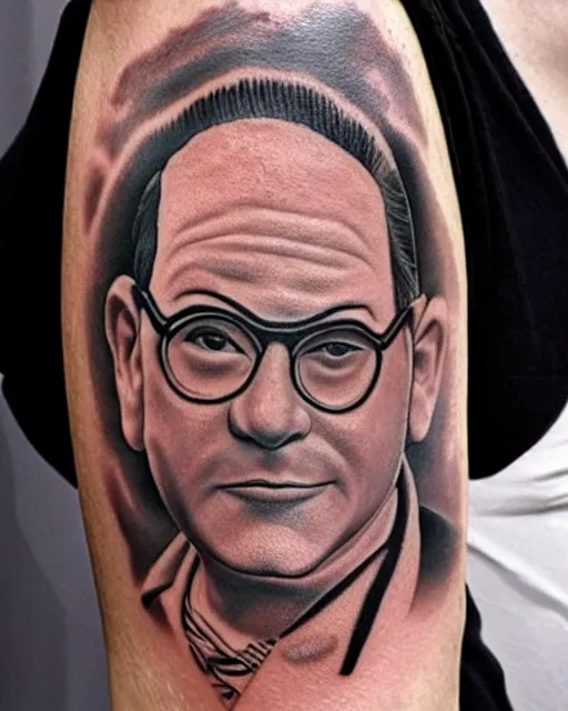 Image similar to george costanza, realism tattoo