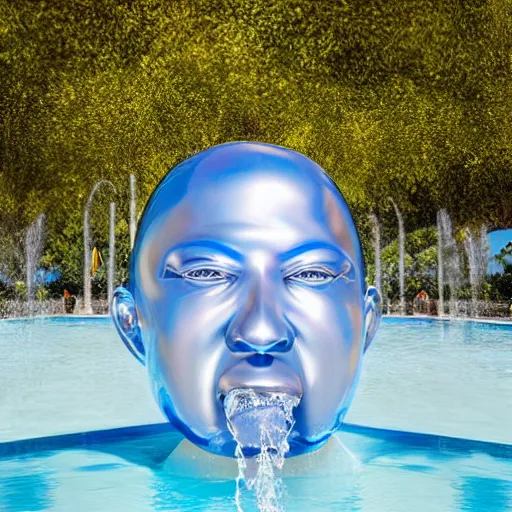 Image similar to a giant inflatable human head with open mouth on realistic water, in the style of chad knight, long shot, hyper detailed, hyper realistic, ray tracing, 8 k resolution, sharp focus, realistic water, award winning