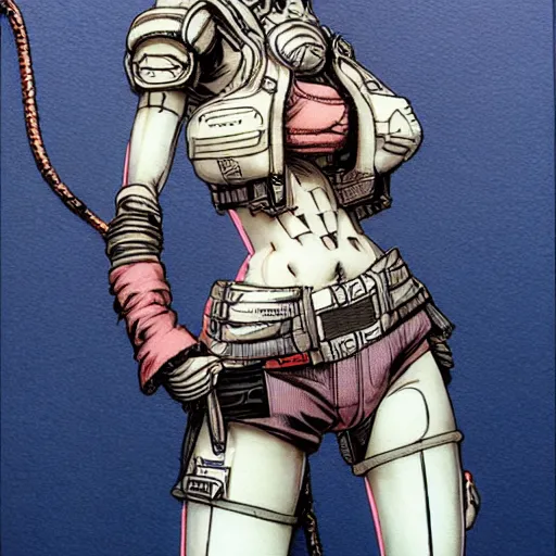 Prompt: android, killer - girl, full body, close - up, 1 / 6 katsuya terada, style of cyberpunk, night, city,